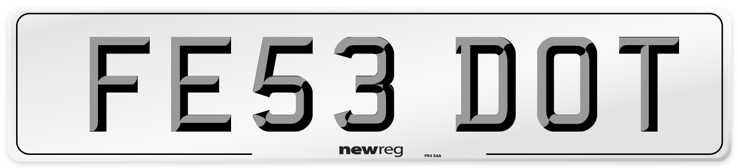 FE53 DOT Number Plate from New Reg